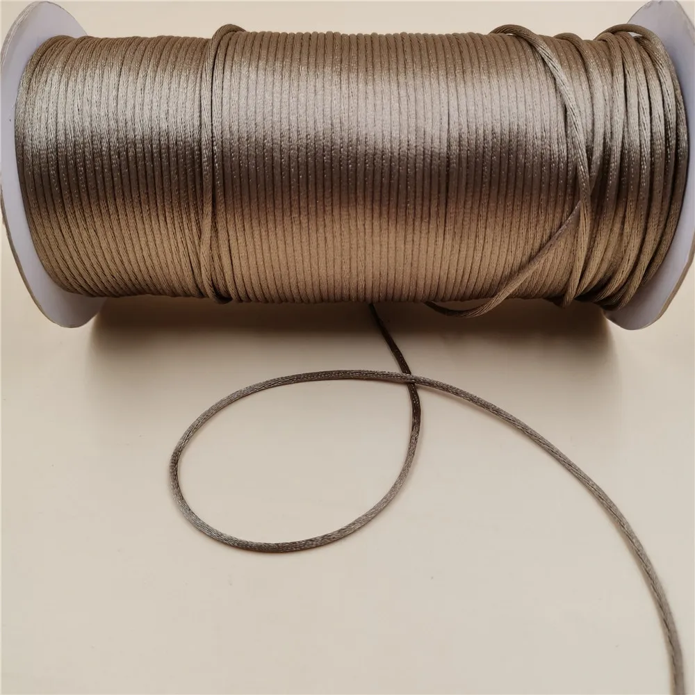 2mm Lt Coffee Chinese Knot Line Cord Silk Satin Cord Nylon Cord DIY String Necklace Bracelets Cord 10meters lot