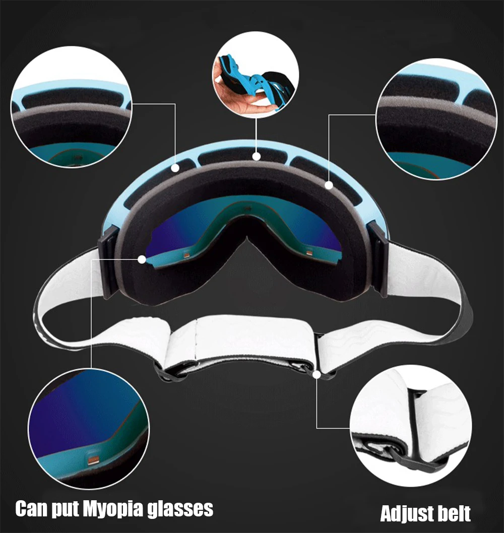 Goexplore brand professional ski goggles double layers lens anti-fog UV400 ski glasses skiing men women snow goggles