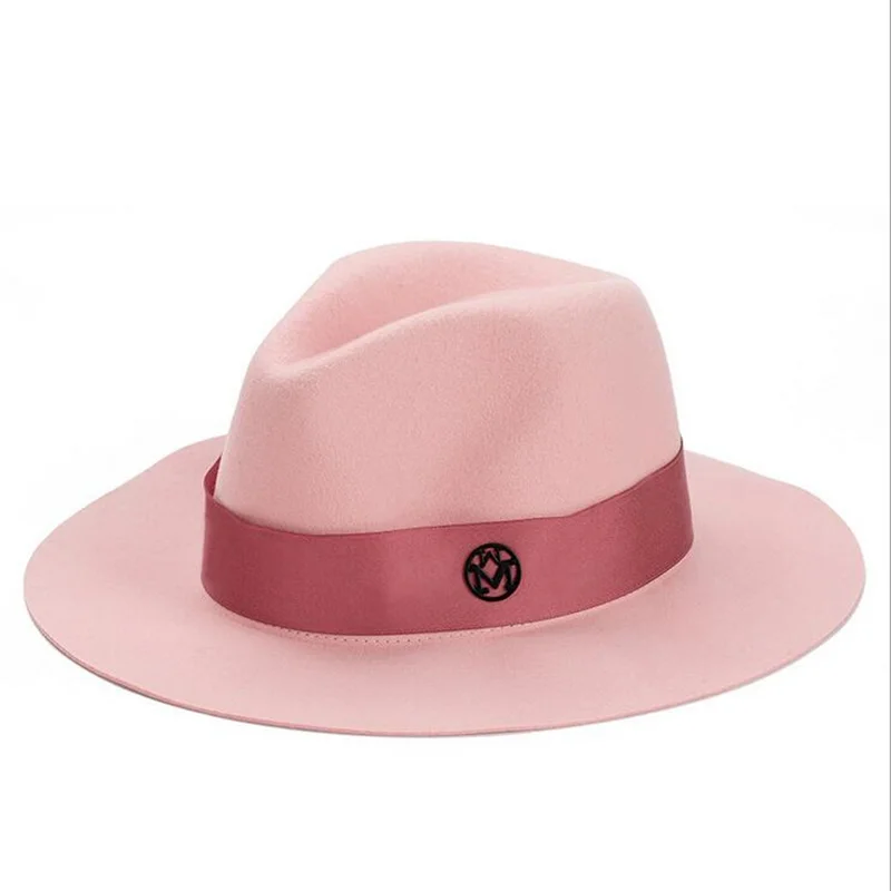 New Autumn 100%wool Pink male temperament dame cap hat felt hat joker panama restoring ancient ways