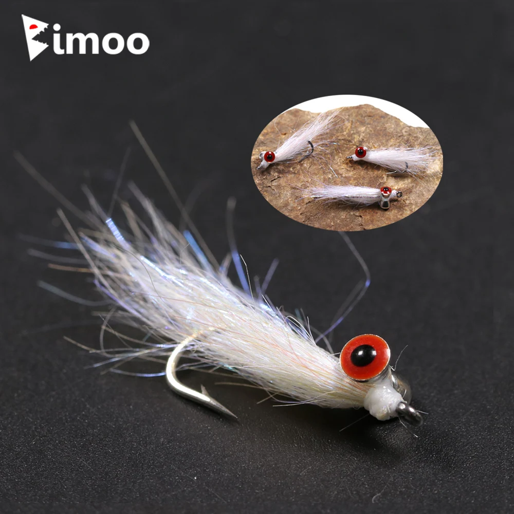 Bimoo 14PCS #6 #8 Pearl Crazy Charlie Bonefish Fly Fresh Saltwater Fishing Flies for Seatrout Bass Crappies Brass Dumbbell Eye