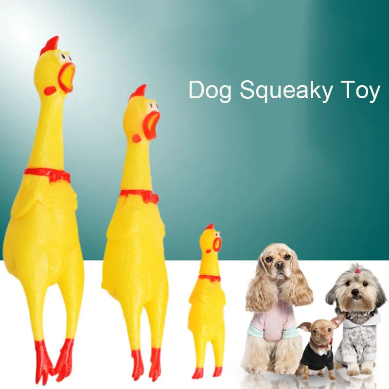 1pc Funny Yellow Screaming Chicken Squeaky Pets Dog Toys Squeeze Squeaky Sound Toy Safety Rubber For Dogs Molar Chew Toys