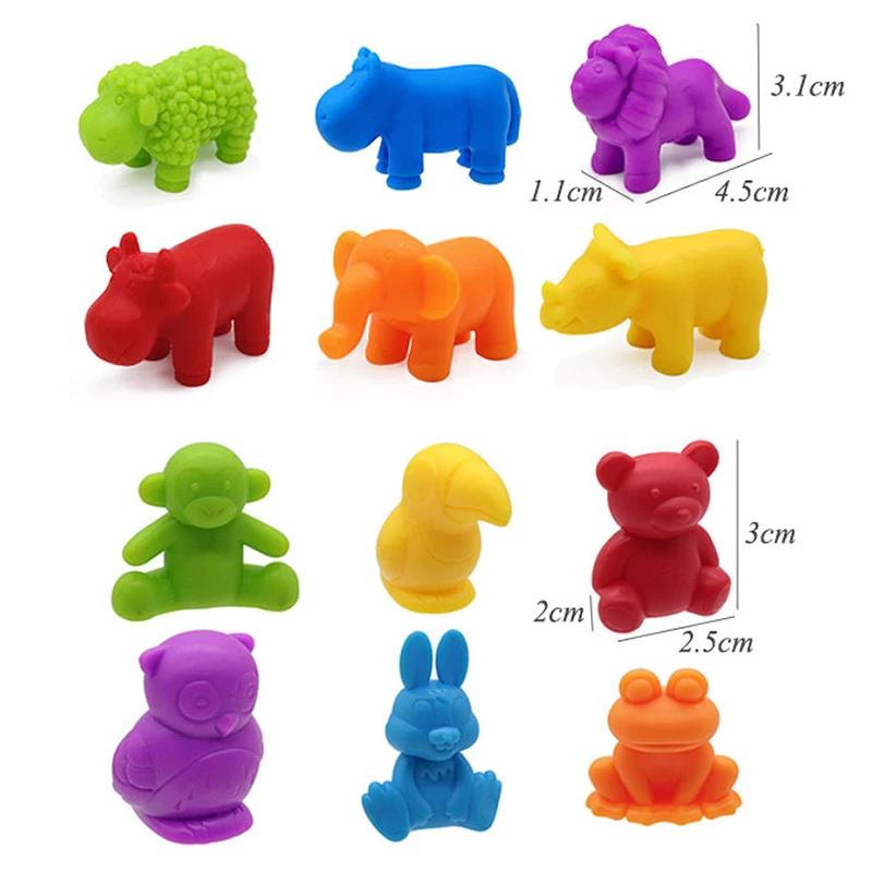 Montessori Material Rainbow Counting Bear Math Toys Animal Dinosaur Color Sorting Matching Game Children Educational Sensory Toy