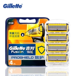 Gillette Fusion Proshield มีดโกน 5 ชั้นใบมีดโกนหนวดเคราเครื่องโกนหนวดมีดโกนใบมีดสําหรับ Man's Face Care ผมปลอดภัยกําจัด
