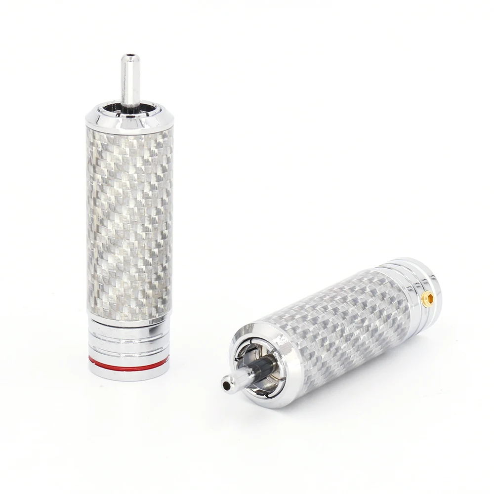 4 Audiocrast Sợi Carbon HIFI RCA Cắm Hi Cấp Rhodium Mạ Cổng Kết Nối RCA Cho Diy Cáp RCA