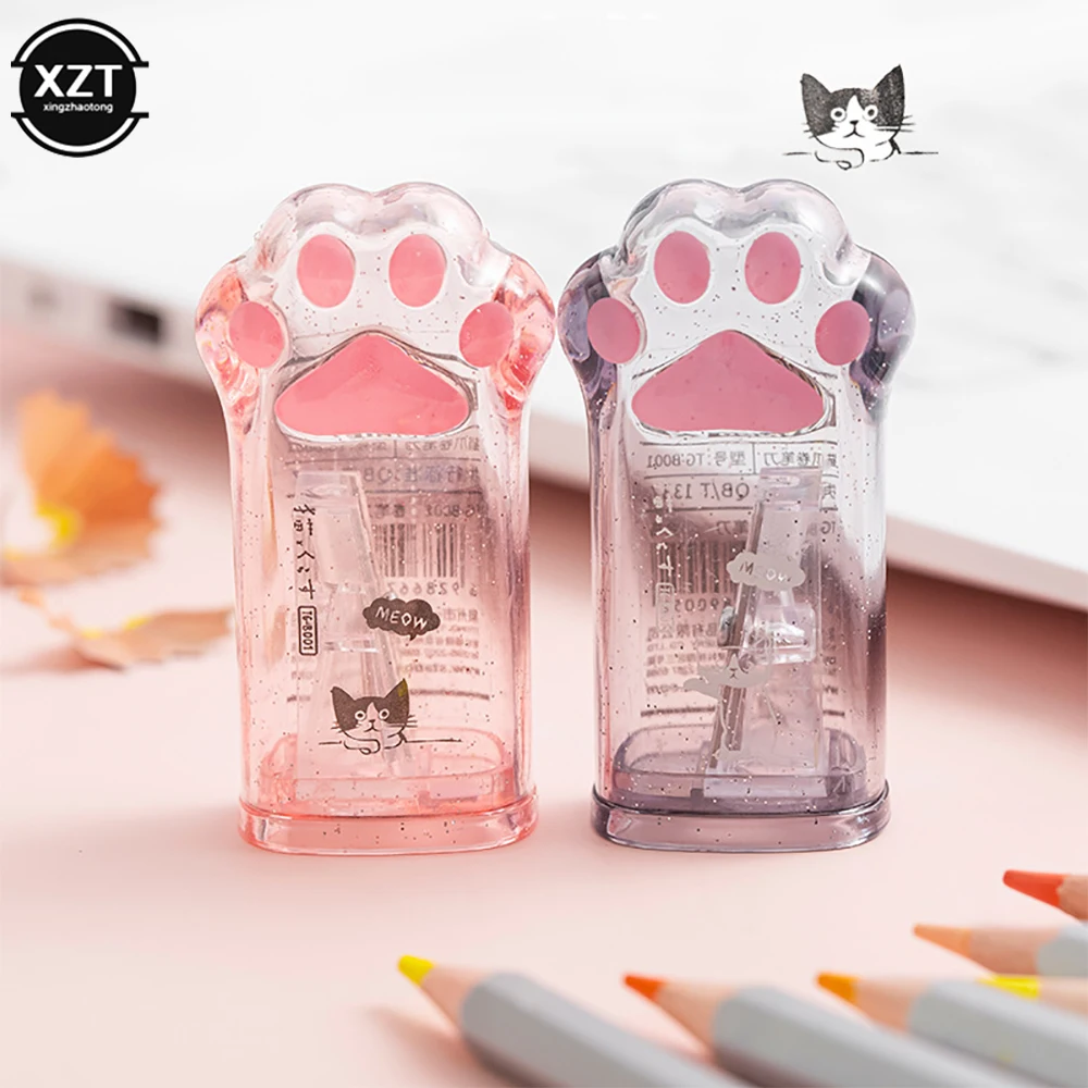 Kinder Schule Bleistift spitzer zufällige Farbe kreative Katze Pfote kawaii Briefpapier Schul material