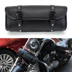 Universal Motorcycle PU Leather Handlebar Front Fork Tool Bag SaddleBag Storage Pouch Luggage Custom Cruiser Chopper Cafe Racer