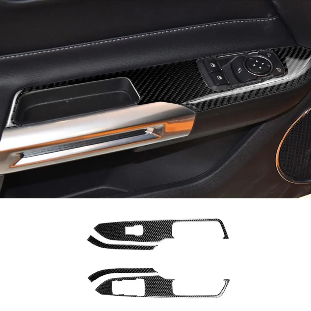 

Carbon Fiber Car-styling Stickers Window Control Switch Panel Interior Trim Cover Fit For Ford Mustang 2015-2019 Accessories