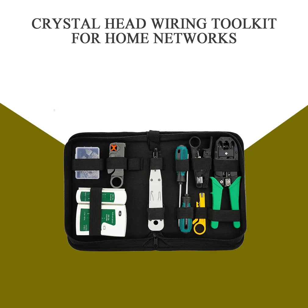 In Stock!Computer Network Repair Tool Kit LAN Cable Tester Wire Cutter Screwdriver Pliers Crimping Maintenance Tool Set Bag