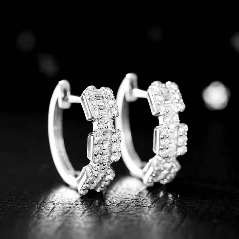 

18K-Gold Natural Diamond Luxury Stud Earrings For Women Classic Engagement Fine Jewelry Wedding Gift