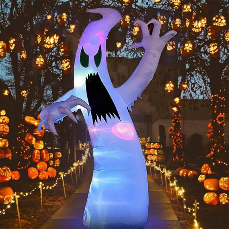 3.6 Meters Halloween Inflatable Scary Ghost With Automatically Color Changing LED Decoration Props For Home Garden Courtyard