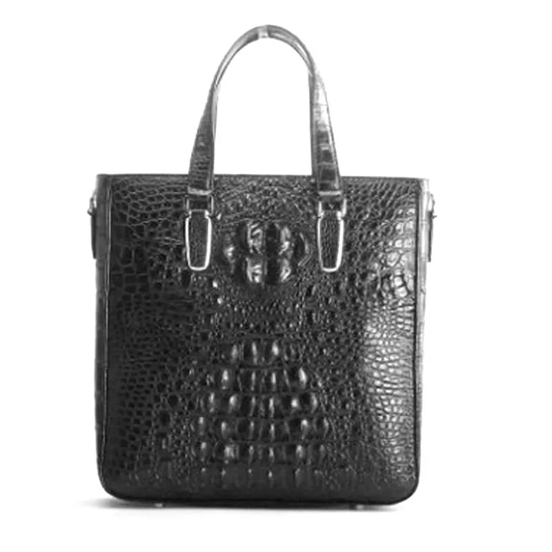 ourui true crocodile skull male men briefcase black One shoulder handbag new men bag men handbag crocodile leather bag