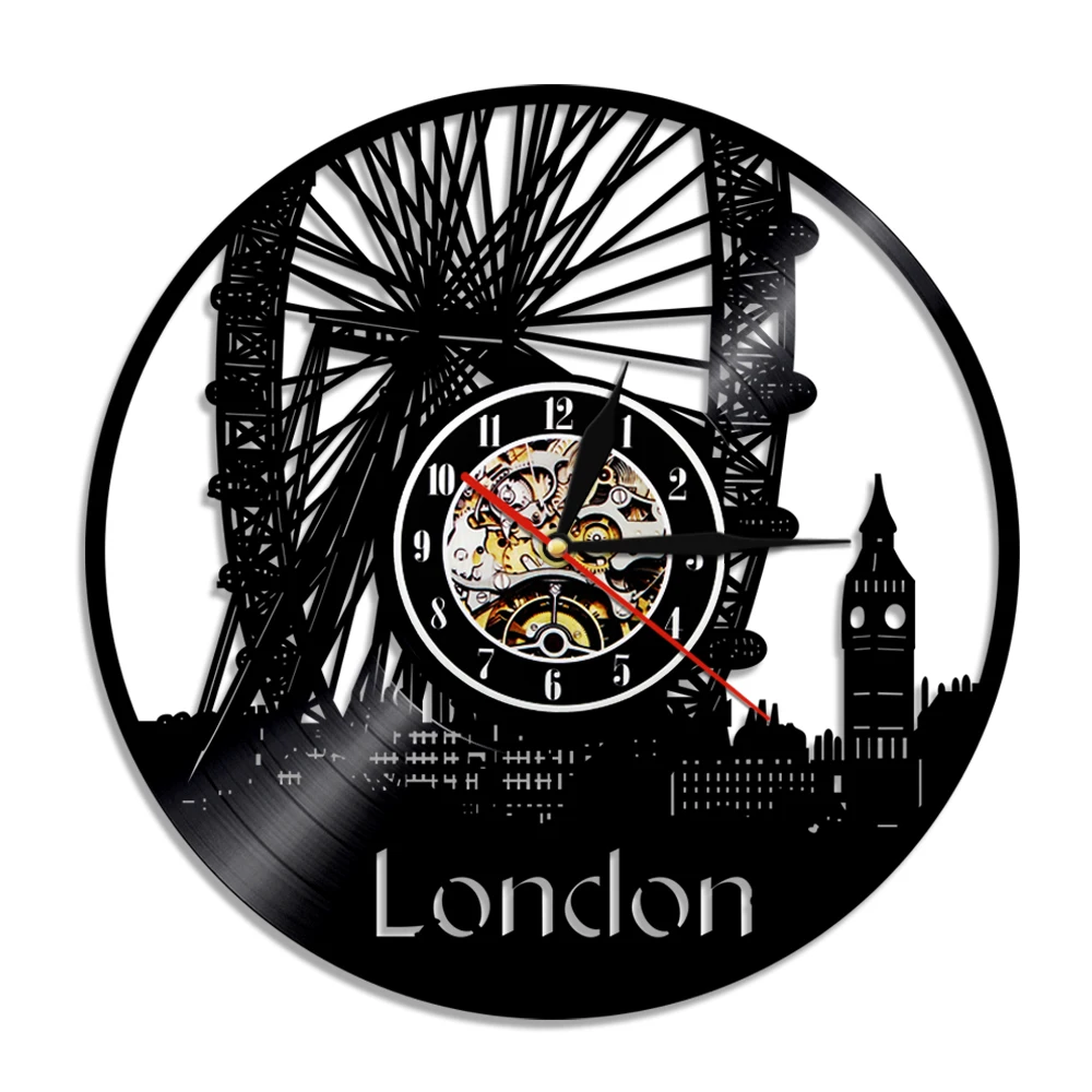 England London Cityscape Wall Clock London Skyline Vinyl Record Wall Clock Big Ben Design Hanging Watch Scenery Traveler Gift
