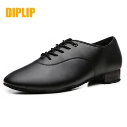 DIPLIP-zapatos de baile latino para hombre, calzado moderno de salón, Tango, para niños, color negro y blanco