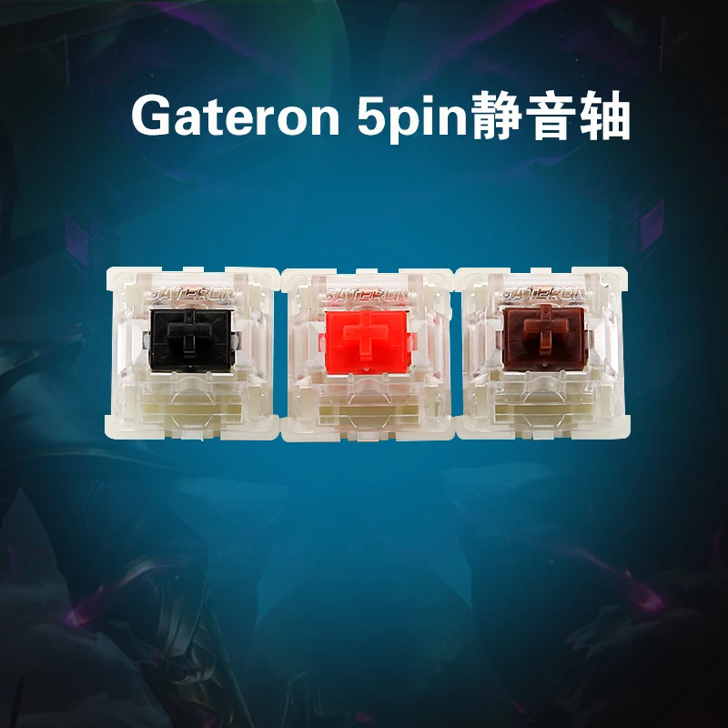 

Механическая клавиатура Gateron с бесшумным переключателем, черный, красный, коричневый, 5-контактный прозрачный чехол, совместимый с RGB SMD LED cherry mx Kaih Outemu