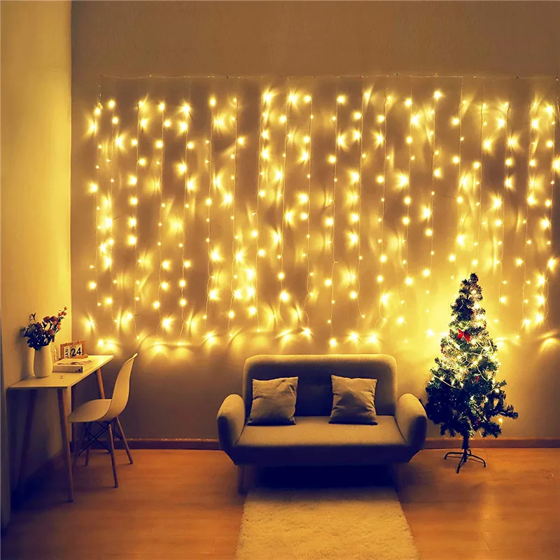 LED New Year Garland 3M-18M Width and 1M Height Outdoor Festoon House Decoration For Wedding/Party/Home/Garden/Street/Christmas