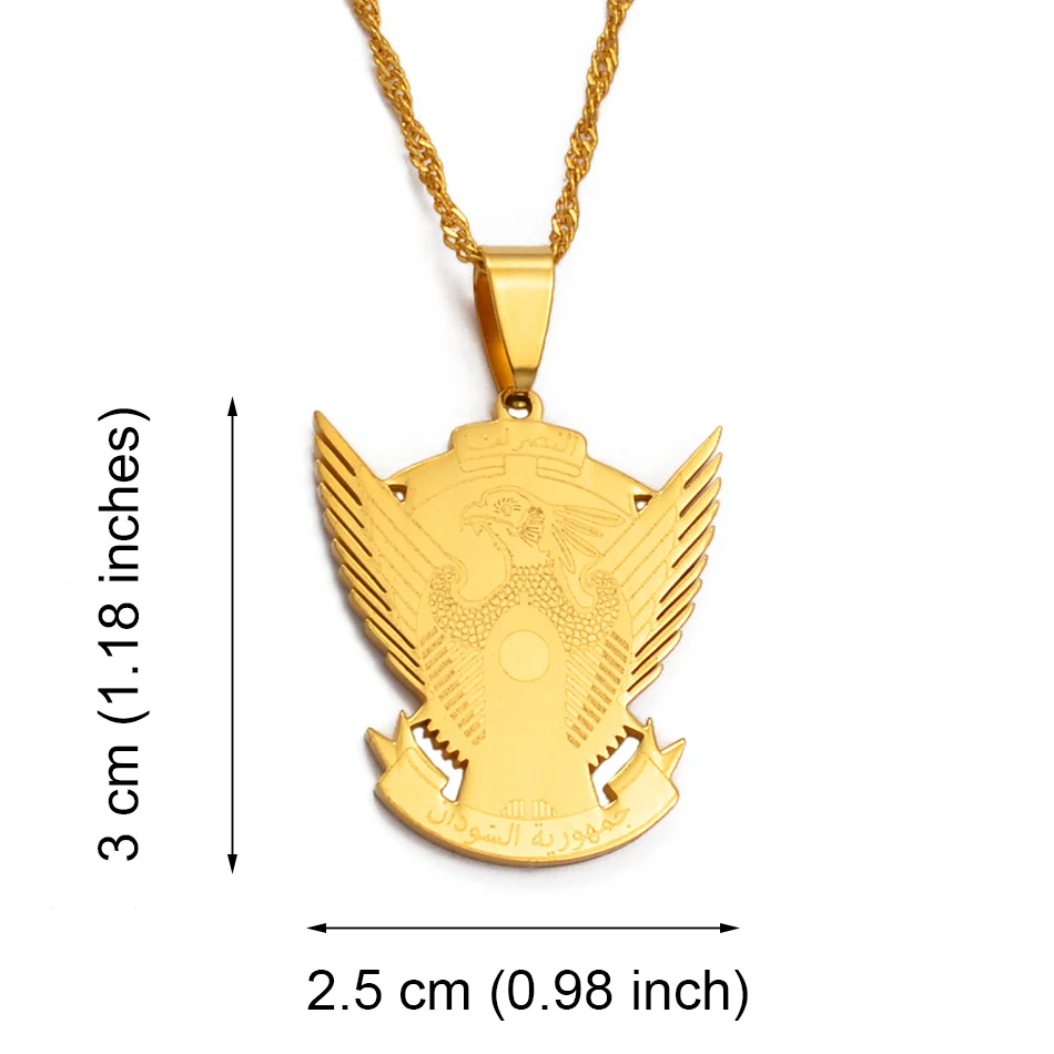 Anniyo South Sudan National Emblem Pendant Necklaces Silver Color/Gold Color Jewelry South Sudanese Ethnic Jewellery #124321