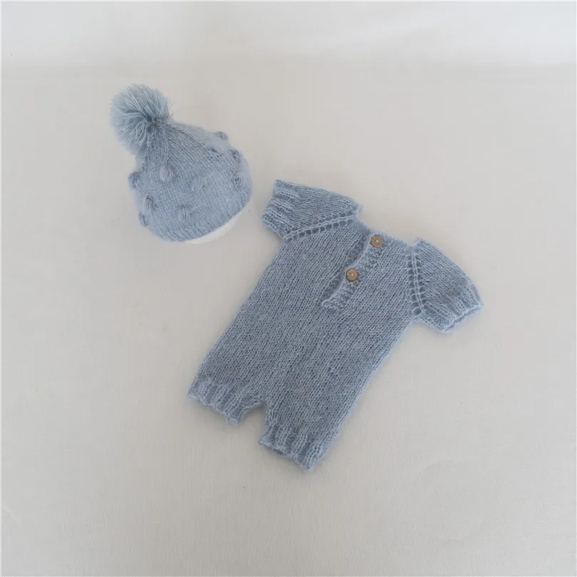 

Cute Newborn Pant and Hat knitted Baby Cap Lovely Baby Beanie Mohair Newborn Outfits Crochet Infant Clothes Set Studio Props
