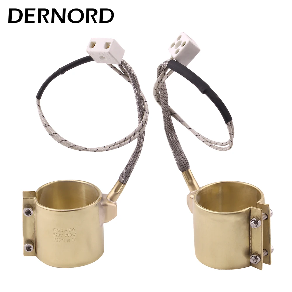 DERNORD 220v 280w / 130w 2pcs Electric Copper Barrel Brass Band Heater for Extruder