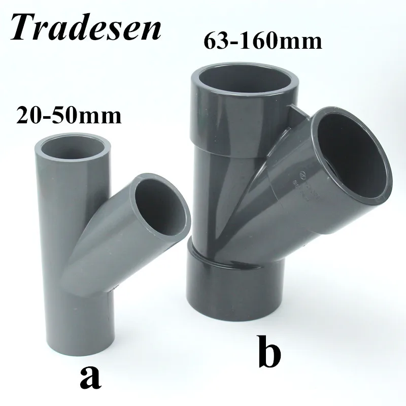 1pc UPVC Inner Dia.20mm-160mm 3 Way Connector Water Pipe y Adapter Garden irrigation System Tube Fittings PVC Pipe Joints