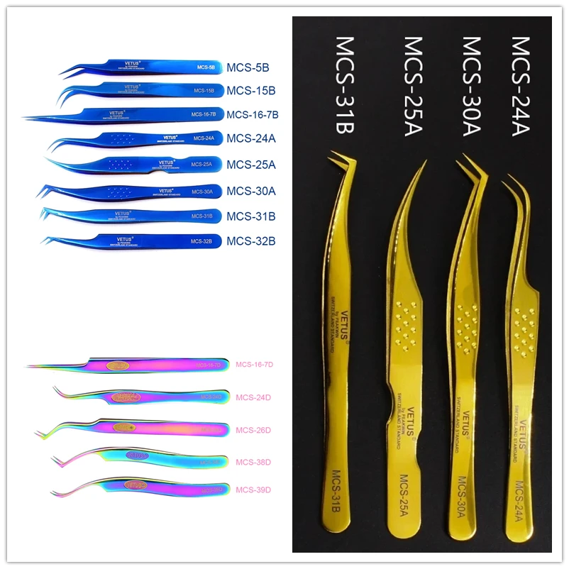 

100% Vetus Tweezers Original Pinzas Premium Stainless Steel Super Fine Tip Improve for 3D 6D Lashes Extensions