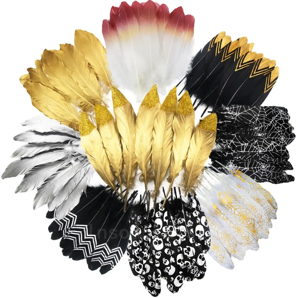 Gold Dipped 13-18CM Goose Feathers For Decoration Handicraft Accessories DIY Pluma