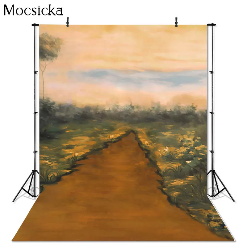 

Mocsicka Portrait Photography Background Oil Painting Forest Path Natural Scenery Backdrop Photo Studio Photocall Photozone Prop