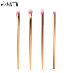 SAIANTTH 4pcs rose gold long tube makeup brushes set eyebrow eyeshadow eyeliner lip pincel maquiagem women eyes beauty brush kit