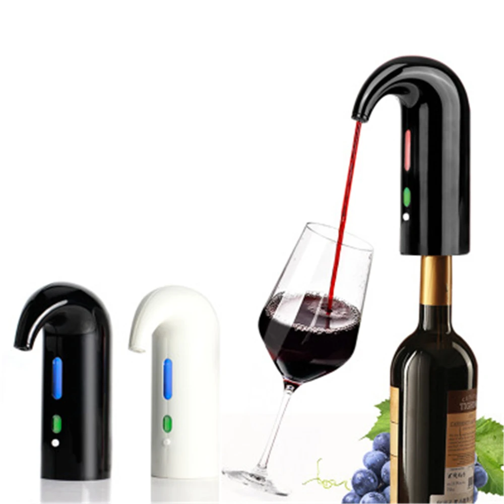 Portable Smart Wine Decanter USB Electric Red Wine Pourer Home Bar Automatic Quick Wine Aerator Dispenser Stainless Steel Tube