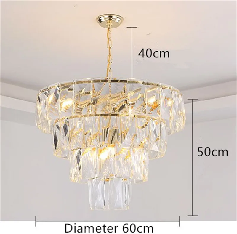 Imagem -02 - Lustre Redondo k9 de Cristal Luminária Pendente de Luxo com Aço Dourado e Iluminação Interna Instalação de Lâmpadas