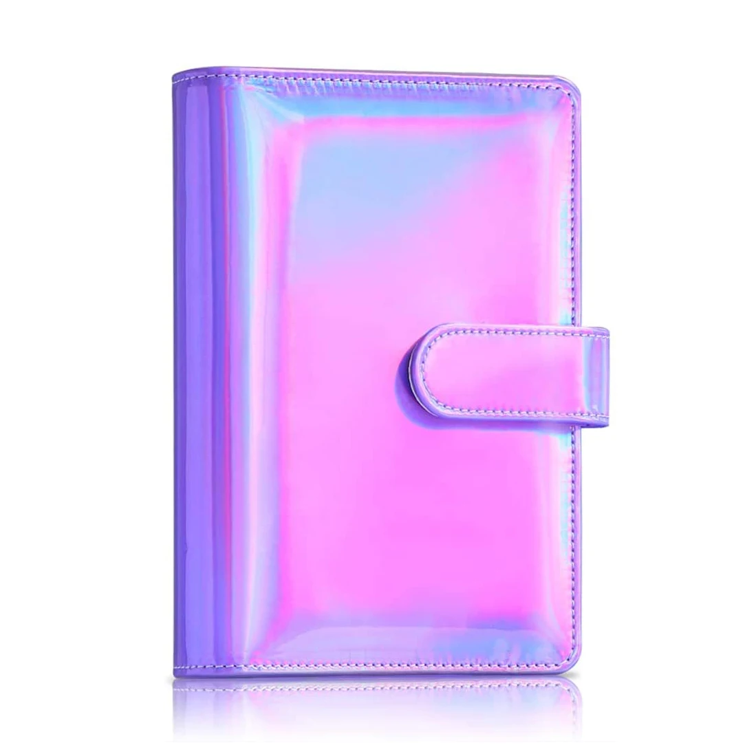 A6 PU Leather Notebook Refillable 6 Ring Binder Cover ,Rainbow Binder Budget Planner Cash Envelopes,with Magnetic Buckle Closure