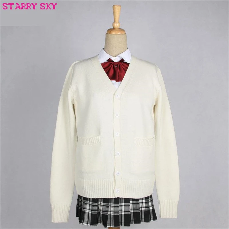 Japanese V-neck Long Sleeve Cardigan Thickned Autumn Winter Students Uniform Jk Cos Girls Women High School Sweaters 10 Colors