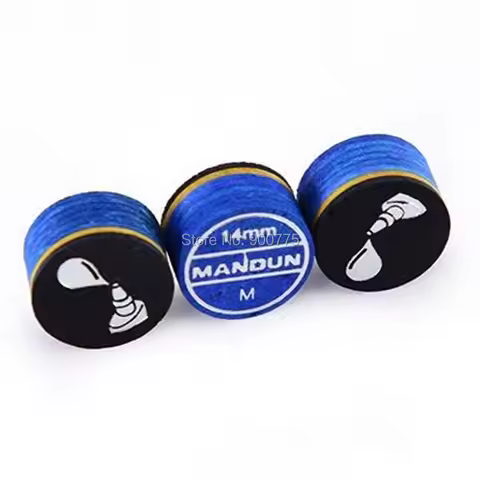Cue Tips-14mm Blue Pigskin Leather Tip Soft/Medium /Hard(Optional) 6Layers Pool Billiard Stick Tips Billiards Accessories Store
