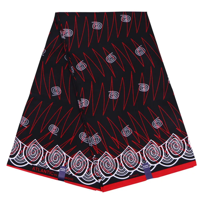 

2019 New Wax Fabric Fashion Red And White Print African Veritable Ankara Guaranteed Wax Printed Black Fabric
