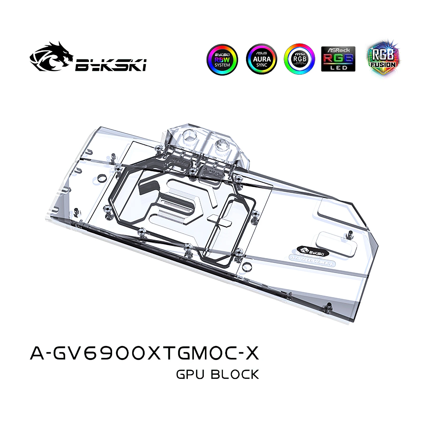 Bykski perlindungan menyeluruh GPU pendingin air blok RGB dengan pelat belakang untuk GIGA RX 6900XT Gaming OC A-GV6900XTGMOC-X