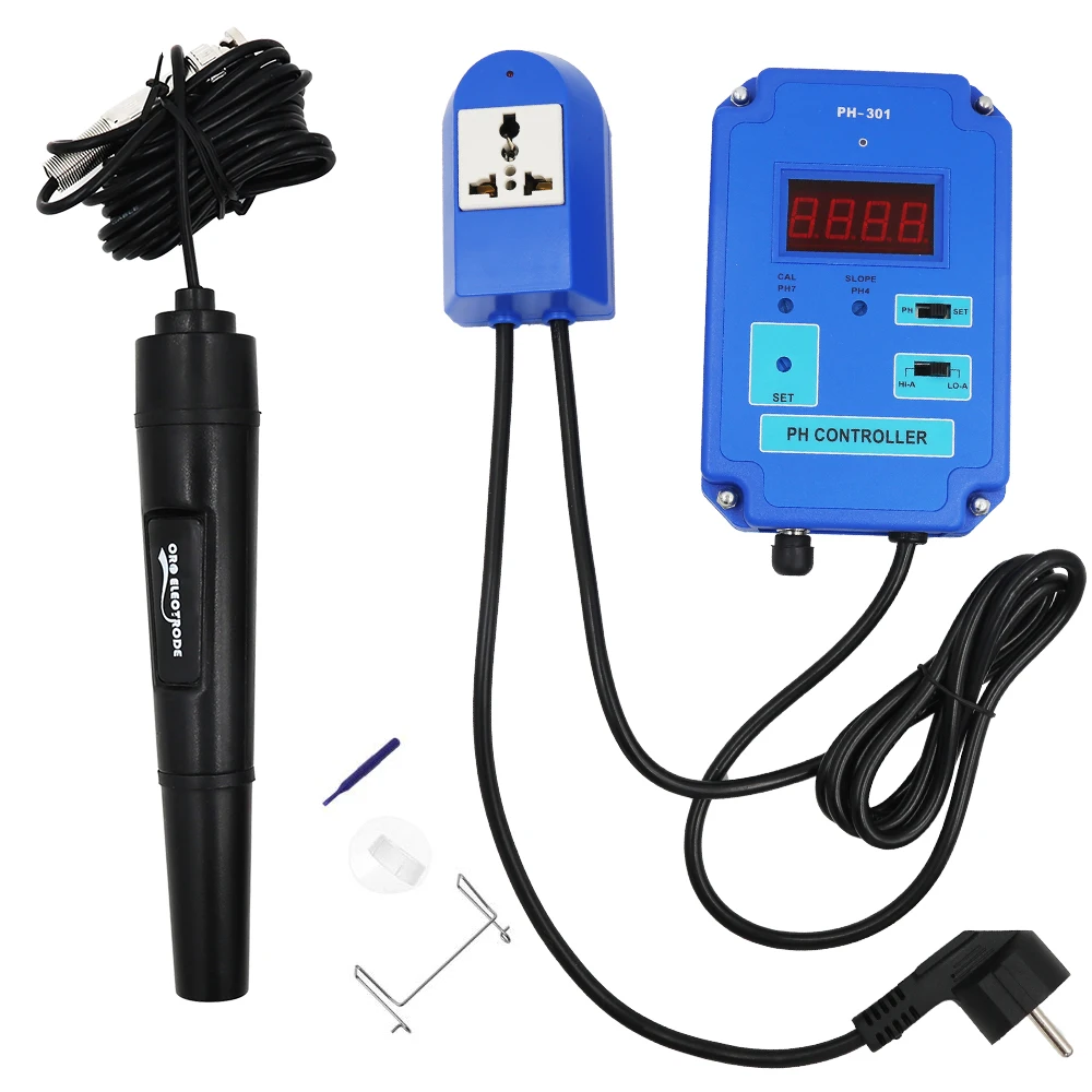 PH-301 Digital PH Controller pH Meter Water Purity Tester Acidity Detector With HI/LO Action Optional for Aquarium Pool