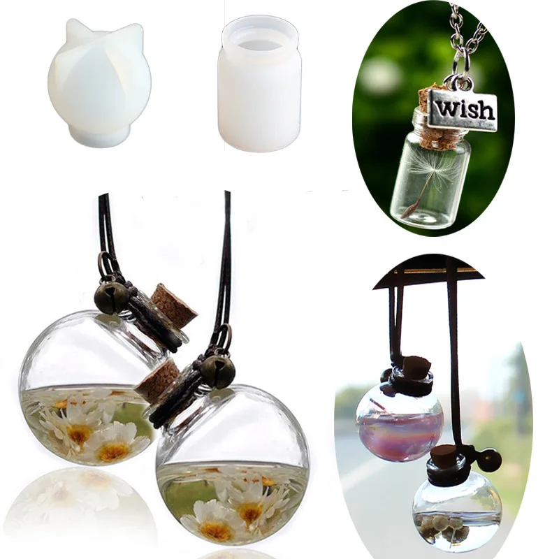 3D Drift Bottle Resin Silicone Mold DIY Small Ball Column Bottle Mold For Handmade Resin Necklace Pendant Jewelry Making