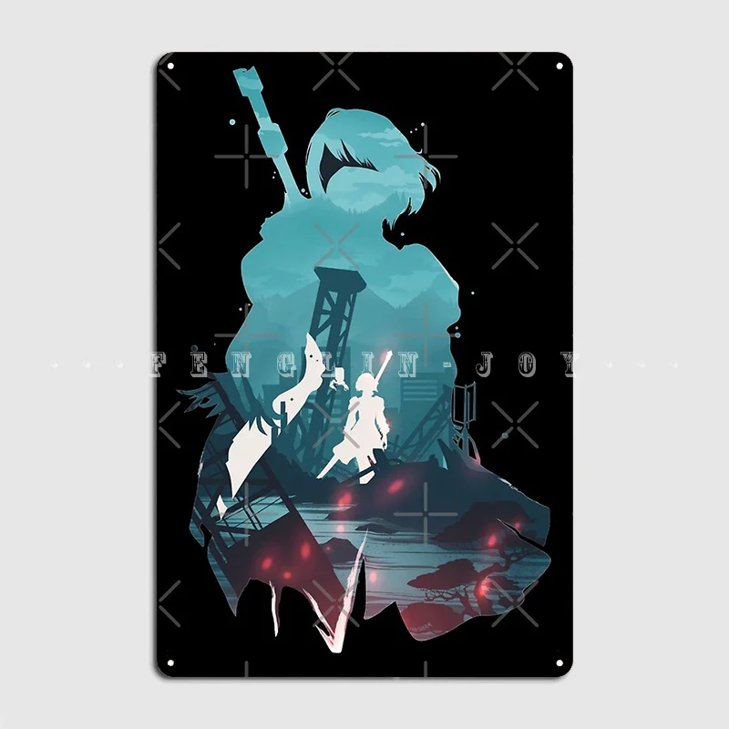 Nier: Automata 2b Metal Plaque Poster Wall Mural Living Room Retro Poster Tin Sign Poster