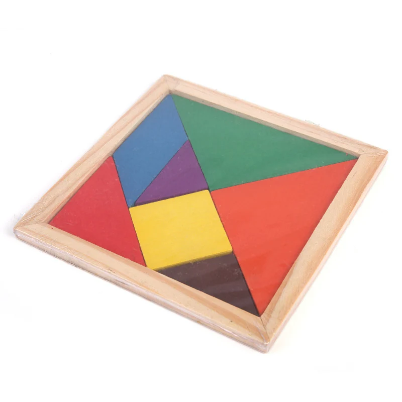 New Wooden Tangram Funny Brain Teaser Children Educational  Intelligent Developmental Kids Brain Jigsaw Puzzle Toy