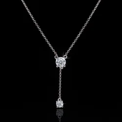 Big Bling Water Drop Pendant Real 925 Sterling Silver Long Chain Necklace for Women Fashion Jewelry Cute Statement Necklace