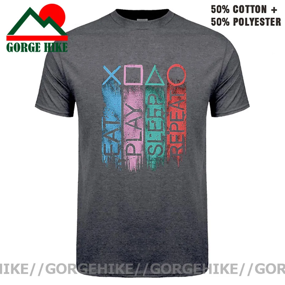 Gorgehike Vintage Eat Play Sleep Repeat T shirt women men Funny PS4 PS5 Play Station Gamer T-shirts Retro Video Gaming Tee shirt