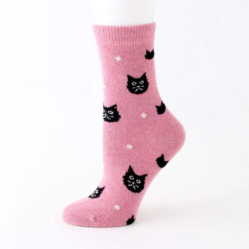 DaiShana-Chaussettes mignonnes en laine pour femmes, nouveau style japonais, chat coréen, Harajuku, Kawaii, épaissir, automne, hiver, 1 paire