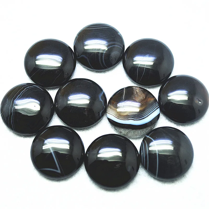 10PCS Nature Black Onyx Cabochons Round Shape NO Hole 8MM 10MM 12MM 16MM 20MM 25MM Wholesale Price Beads Jewelry Components