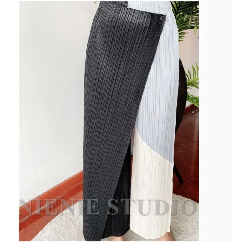 

HOT SELLING miyake Fashion pleated patchwork straight-leg pants IN STOCK