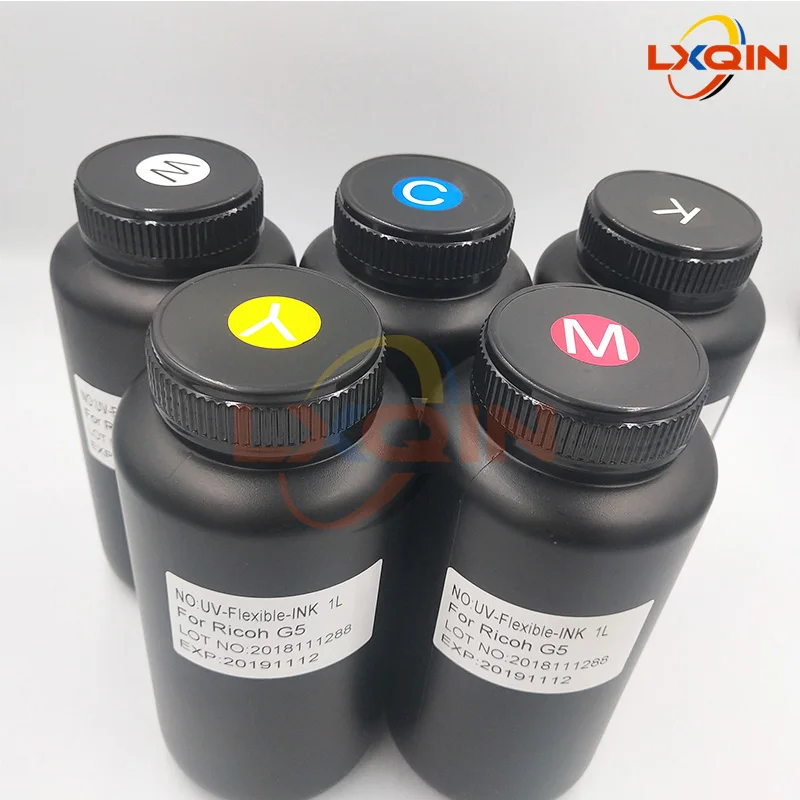 LXQIN 1000ml LED UV Flexible Ink for Soft Material for Ricoh Gen4/Gen5 Printhead for Xuli Human Allwin Flatbed Printer UV Ink