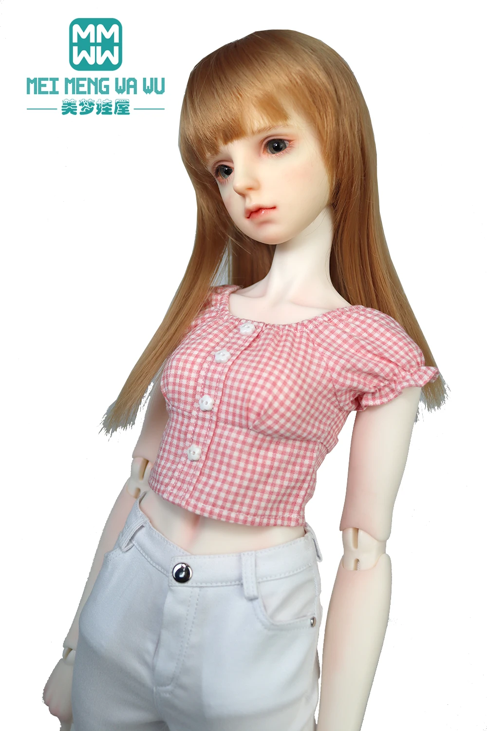 Fits 58cm-60cm Spherical joint doll 1/3 SD BJD doll clothes Fashion plaid shirt, denim skirt, short skirt