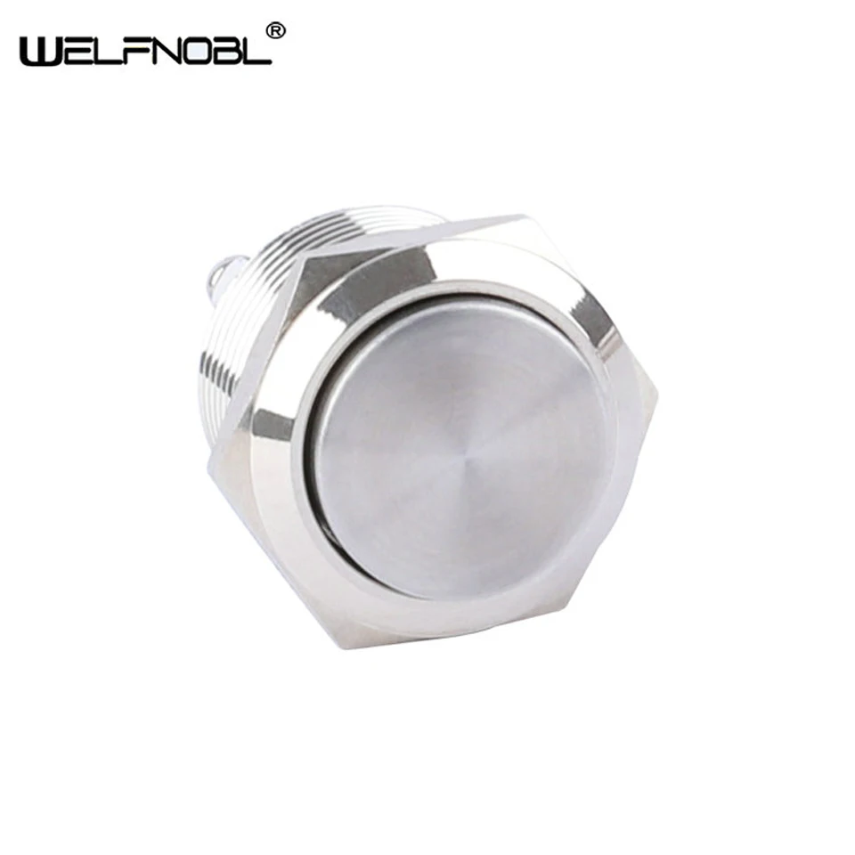 

Waterproof 19mm Switch Metal Screw 1NO Momentary Self-Locking Ring Blue Light LED Push Button Switch