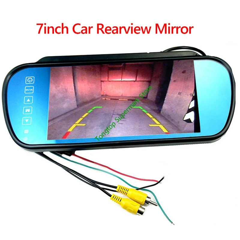 

7 inch TFT LCD Car Rearview Mirror Monitor connect to backup Camera / DVD With 2 Video Input DC 12V PAL/NTSC