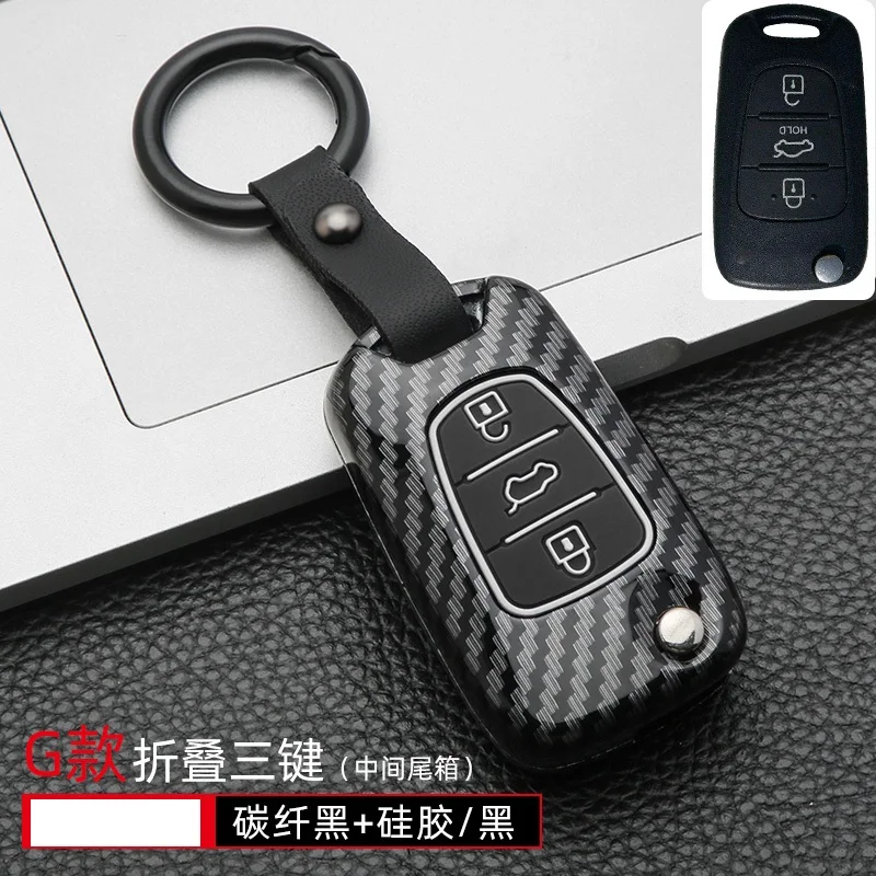 Glossy Carbon fiber ABS Car Remote Key Cover For Hyundai i20 i30 i35 iX20 iX35 Solaris Verna For Kia RIO K2 K5 Sportage Sorento