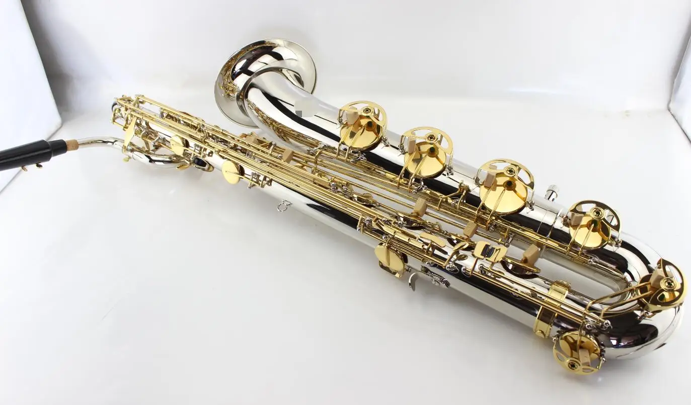 

Саксофон MARGEWATE Eb Baritone, латунный, Nicke, серебряный, золотой ключ, Бари, Sax, Новое поступление, музыкальный инструмент с мундштуком