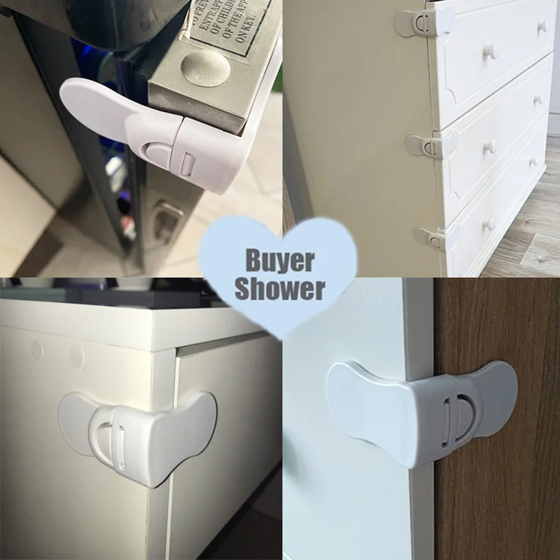 Home Baby Safety Locks Drawer Lock Anti-Pinching Hand Cabinet White Drawer Locks Refrigerator Lock Buckle Children Protection